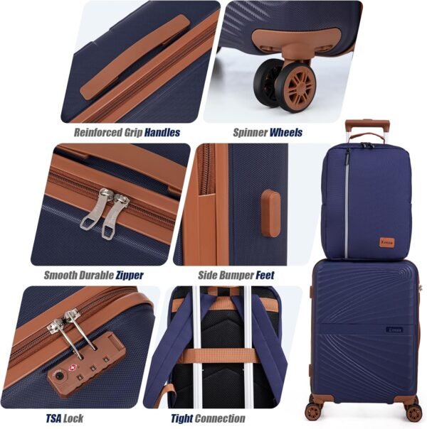 Luggage Sets 3 Piece, Suitcases with Wheels, ABS Hard Case Luggage with TSA Lock Spinner Wheels, Carry On Luggage Set (20inch)