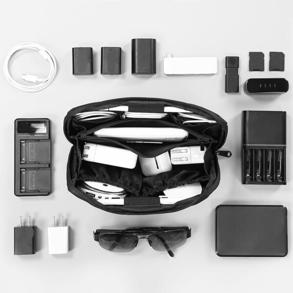 1757235361_71W6BlFWipL._AC_SL1500_.jpg RIGHT AWAY Travel Tech Pouch,Waterproof Cord Case,Electronics Organizer Travel Case,Cable Organizer Storage Bag For Phone, Charger, Accessories(BLACK)