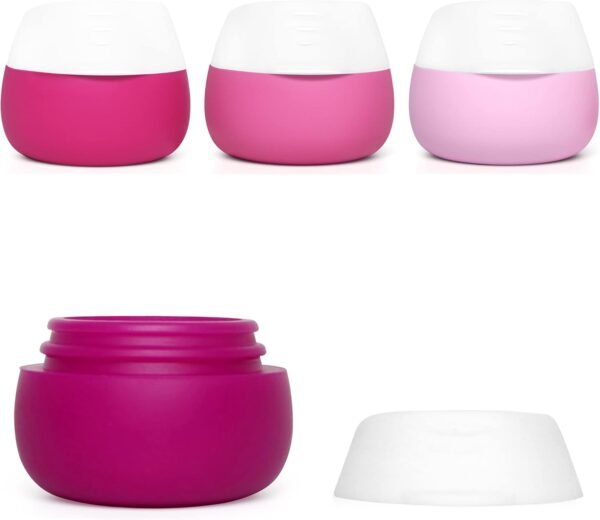 Gemice Silicone Cream Jars, TSA Approved Travel Size Containers - Leak-proof Travel Accessories with Lid for Cosmetic Makeup Face Body Hand Cream (4 Pieces)