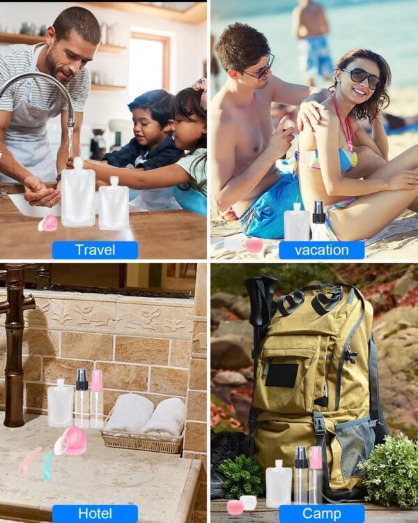 1757318698_81wRDvbvJyL._SL1500_.jpg 17 Pack Travel Pouches for Toiletries,TSA Approved,Travel Size Portable Containers,Stand Up Pouch,Refillable Travel Accessories for Shampoo Conditioner Lotion Soap Liquids (C-17pcs)
