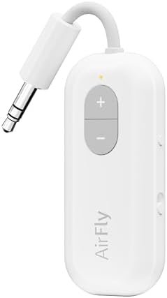 213LjOfh5GL._AC_.jpg Twelve South AirFly SE | Bluetooth Wireless Audio Transmitter Adapter for AirPods/Headphones, 20+ Hr Battery, Works with 3.5mm aux Jacks on Airplanes, TVs, Gym Equipment, and Travel