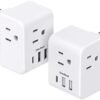 2 Pack European Travel Plug Adapter, One Beat International Power Adapter with 3 Outlets 3 USB Ports(1 USB C), Type C Plug Adaptor for US to Europe Italy Spain France Germany Iceland Travel Essentials