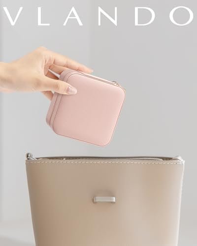 31-i3NcDjAL._AC_.jpg Vlando Travel Jewelry Case - Teacher Appreciation Gifts - Small Jewelry Travel Organizer Box Travel Essentials Christmas Gift for Women Girl - Pink