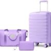 312L0c4gX1L._AC_.jpg LARVENDER Luggage Sets 3 Piece with Duffel Bag Hardside PP Carry On Suitcase with 360° Spinner Wheels TSA Lock Luggage Sets for Women, Lavender