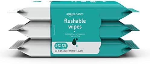 318qEbp4uL._AC_.jpg Amazon Basics Adult Wet Wipes Flushable Fragrance Free, 126 Count (3 Packs of 42) Packaging May Vary