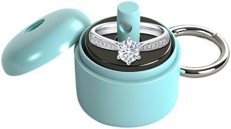 31DzZnNkHRL._AC_.jpg Ring Holder Keychain, Jewelry Organizer & Storage, Portable Waterproof Case with Protective Sponge, Ideal Gym & Travel Accessory (Blue)