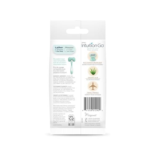 Schick Intuition Go Disposable Travel Razor for Women, 1 Count | Sensitive Skin Razors for Women, Travel Essentials, Womens Disposable Razors with Organic Aloe, Vacation Essentials