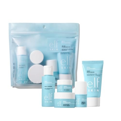 31Q2AcvyaML.jpg e.l.f. SKIN Holy Hydration! Jet Set Hydration Kit, Travel Friendly Hydrating Skincare Set, Face Cleanser, Balm, Moisturizer, Eye Cream & Night Cream, Vegan & Cruelty-Free
