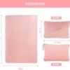 31apLfurqTL._AC_.jpg Travel Blanket & Pillow Set, 300 GSM Soft Fleece-60x43 Inches, 3-in-1 Compact Airplane Blanket with Bag, Press-to-Inflate Pillow, for Long Trips with Luggage Sleeve & Backpack Clip (Pink)