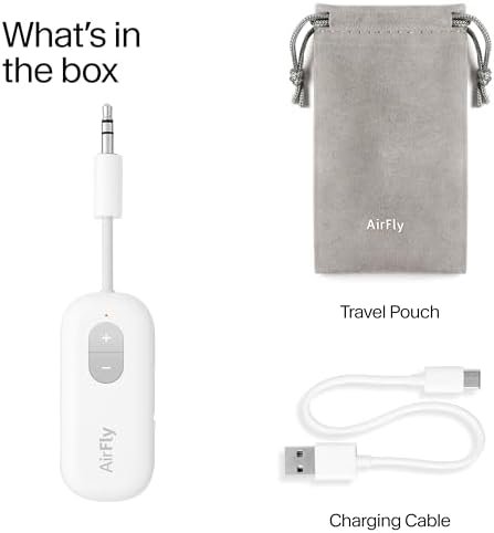 31sitTnR6jL._AC_.jpg Twelve South AirFly SE | Bluetooth Wireless Audio Transmitter Adapter for AirPods/Headphones, 20+ Hr Battery, Works with 3.5mm aux Jacks on Airplanes, TVs, Gym Equipment, and Travel