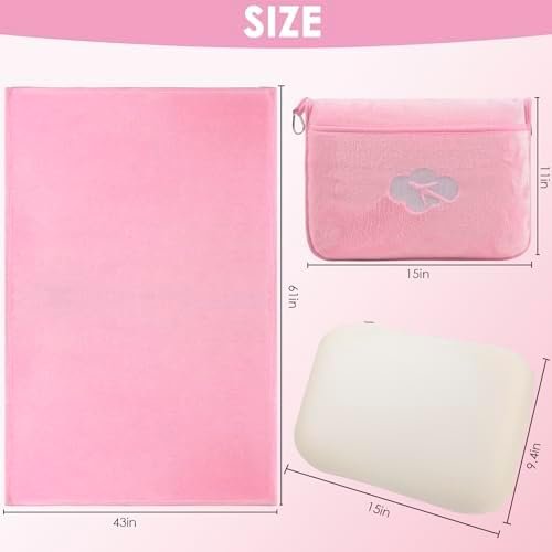 31slBQszOqL._AC_.jpg Blanket Pillow for Airplane Travel Essentials - 3 In 1 Travel Blanket and Pillow Set for Women Gifts, Plane Compact with Bag for Long Flight, International Traveler Must Haves Flying Accessories(Pink)