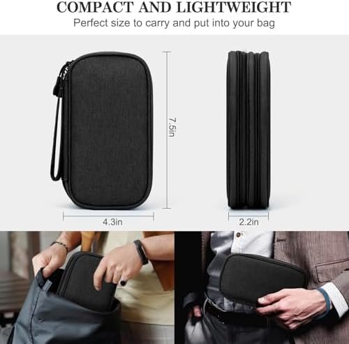 41-II8VpsL._AC_.jpg FYY Travel Cable Organizer Pouch Electronic Accessories Carry Case Portable Waterproof Double Layers All-in-One Storage Bag for Cord, Charger, Phone, Earphone Black