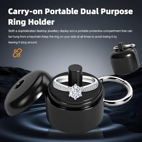 Ring Holder Keychain, Jewelry Organizer & Storage, Portable Waterproof Case with Protective Sponge, Ideal Gym & Travel Accessory (Blue)