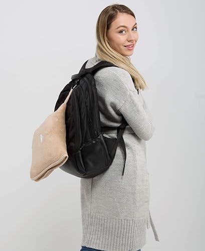 411prP9O91L._AC_.jpg BlueHills Premium Soft Travel Blanket Pillow Airplane Blanket Packed in Soft Bag Pillowcase with Hand Luggage Belt Backpack Clip Compact Pack Large Portable Flight Throw Beige T005