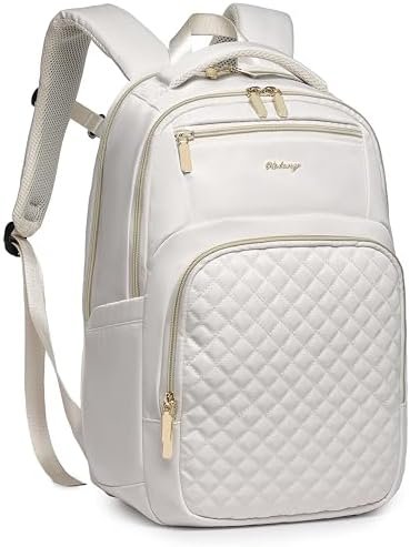 412XfdoKFXL._AC_.jpg Wotony 17inch large capacity Laptop Backpack Purse for Women, 17inch Work Travel Computer Bags (beige, 17Inch)