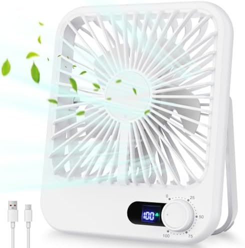 413YeQIxZOL._AC_.jpg Travel Fan for Sleeping, 6.8" Small Portable Fan Rechargeable Battery Powered, 100 Speeds Personal Mini Desk Fan for Office Bedroom, Cruise Ship Beach Vocation Travel Essentials, White