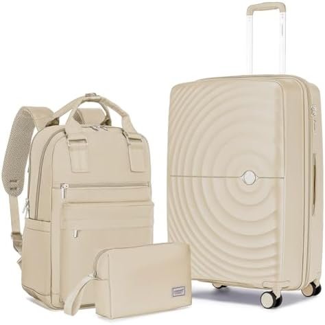 416D-iaccSL._AC_.jpg LARVENDER Carry On Luggage 22x14x9 Airline Approved, Expandable PP 20 inch Carry On Suitcases with Wheels, Lightweight Luggage Sets 3 Pieces for Women(CHAMPAGNE/20/BP/TB)