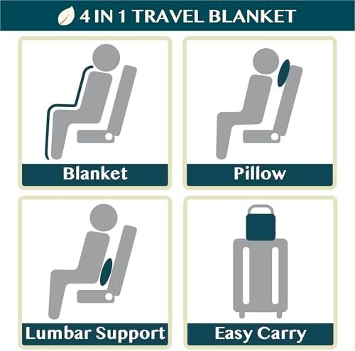 416GINKQLL._AC_.jpg PAVILIA Travel Blanket Pillow, Soft Airplane Blanket 2-IN-1 Combo Set, Plane Blanket Compact Packable, Flight Essentials Car Pillow, Travelers Gift Accessories Luggage Backpack Strap, 60x43 Slate Blue