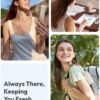 Aecooly Slim Portable Fan, Thin Handheld Fan, USB Rechargeable Mini Personal [24H Max Cooling Time], Battery Powered Small Foldable Pocket for Travel, Summer, Gifts for Women, Girls -Beige