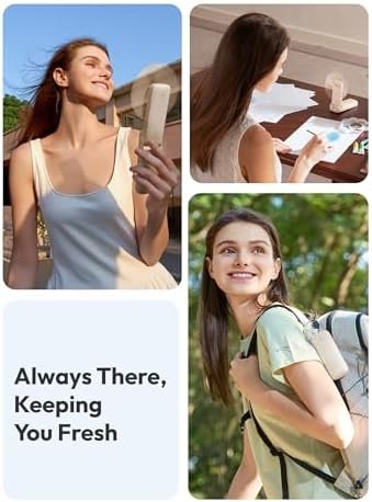 Aecooly Slim Portable Fan, Thin Handheld Fan, USB Rechargeable Mini Personal [24H Max Cooling Time], Battery Powered Small Foldable Pocket for Travel, Summer, Gifts for Women, Girls -Beige