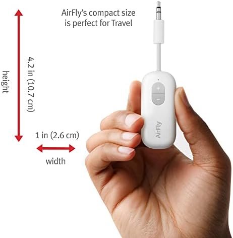 4178r0rwxsL._AC_.jpg Twelve South AirFly SE | Bluetooth Wireless Audio Transmitter Adapter for AirPods/Headphones, 20+ Hr Battery, Works with 3.5mm aux Jacks on Airplanes, TVs, Gym Equipment, and Travel
