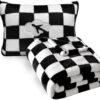 417EaTOteL._AC_.jpg Travel Blanket and Pillow Compact, Premium Soft 2 in 1 Airplane Blanket with Soft Bag Pillowcase,Hand Luggage Sleeve and Backpack Clip (Checkered Black)