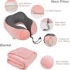 417mbtuD1iL._AC_.jpg Travel Pillow and Blanket Set & Foot Rest, Memory Foam Neck Pillow Airplane Blanket & Airplane Foot Hammock & Foldable Duffel Bag, Eye Mask & Earplugs, Portable Travel Accessories Essentials, Pink