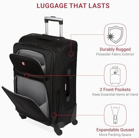 4187yVTnX4L._AC_.jpg SwissGear Sion Softside Expandable Luggage, Black, Checked-Medium 25-Inch