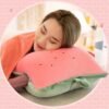 418q7MKkHTL._AC_.jpg Rikyo 15" Stuffed Fruit Travel Blanket and Pillow Set,3 in 1 Plush Stuffed Hugging Pillow with Warming Hands Pillow Blanket for Kids Gift Travel Airplane Train Bed Office Nap (Pink - Strawberry)
