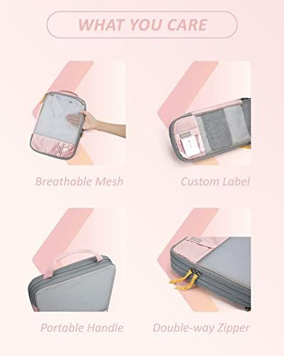 BAGSMART 6 Set Compression Packing Cubes - Lightweight Travel Essentials, Durable Luggage Organizer