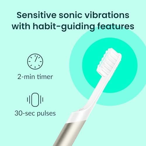 419FirRak0L._AC_.jpg Quip Metal Sonic Toothbrush, Electric Toothbrush for Adults –Time Travel & Soft Bristles with Travel Case & Replaceable Brush Head -3-Month Battery Life - Moonrise Champagne