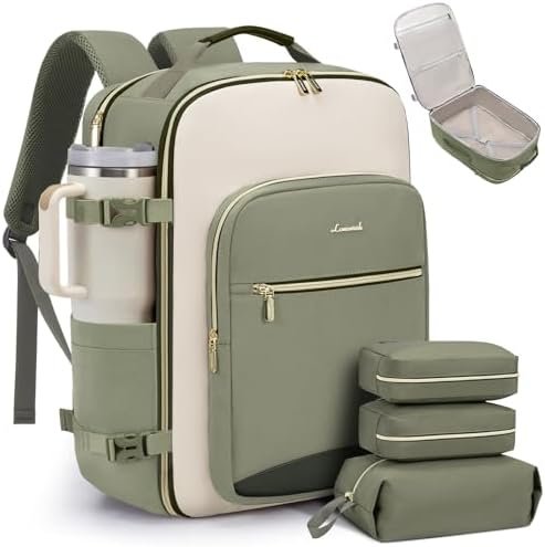 41AY5RSWsfL._AC_.jpg LOVEVOOK 40L Travel Backpack for Women & Men, Airline Approved Carry On Luggage with 3 Packing Cubes, TSA Overnight Bags, Waterproof Personal Item Bag, Weekender Essentials Backpacks fits 17" Laptop