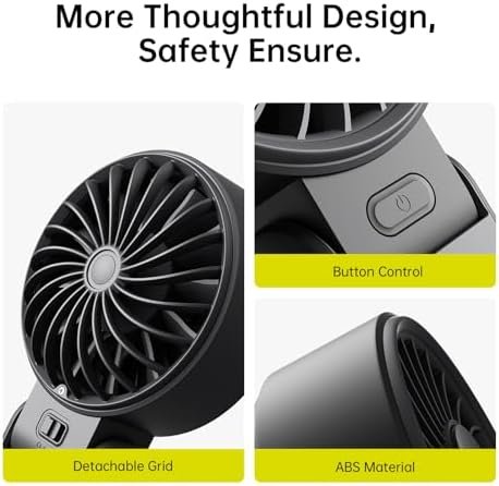JISULIFE Handheld Fan Life7 – Ultimate Flexibility: High-Power Motor, LED Display, 19.5 Hrs Cooling, 5000mAh Rechargeable, 5-Speed, Foldable Design, 3-IN-1 Portable Fan for Travel Cruise Beach(Black)