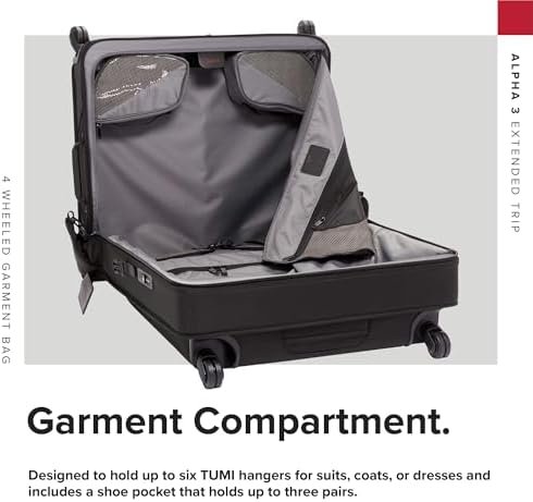 TUMI - Alpha Extended Trip 4 Wheeled Garment Bag - 4-Wheeled Clothing Bag for Hanging Suits, Dresses & Coats - With TSA Lock - Black