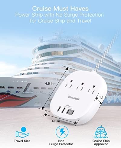 41CD0675UL._AC_.jpg Flat Plug Power Strip, 5ft Ultra Flat Extension Cord - 3 Outlets 4 USB Ports (2 USB C) 22.5W/4.5A Desktop Charging Station, No Surge Protection for Cruise Ship, Dorm Room Travel Essentials