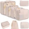 41CYfmN2lkL._AC_.jpg BAGAIL 8 Set Packing Cubes Luggage Packing Organizers for Travel Accessories-Cream