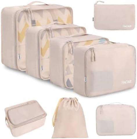 41CYfmN2lkL._AC_.jpg BAGAIL 8 Set Packing Cubes Luggage Packing Organizers for Travel Accessories-Cream