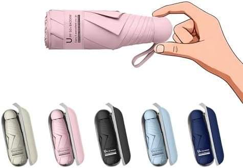 41Cab7McG2L._AC_.jpg BAODINI Travel Mini Umbrella for Purse With Case Small Compact UV Sun Protection Sun Lightweight Tiny Pocket Umbrella for Women Girls and Men