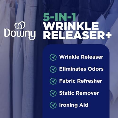 41CwLcJzpNL._AC_.jpg Downy Wrinkle Releaser Spray All In One Wrinkle Release Spray Travel Size, Odor Eliminator, Static Remover Fabric Refresher & Ironing Aid for Clothes 3 Fl Oz (Pack of 2), Crisp Linen Scent
