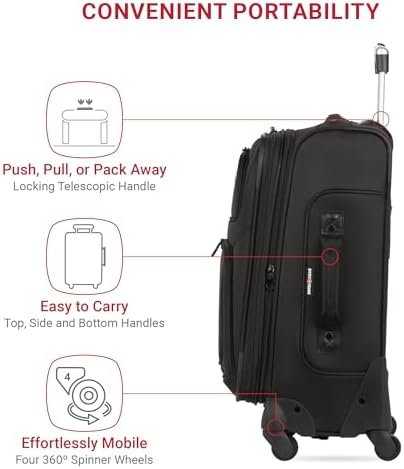 41EP3OpIxYL._AC_.jpg SwissGear Sion Softside Expandable Luggage, Black, Checked-Medium 25-Inch