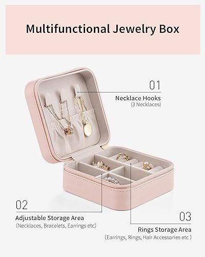 41EVPhaSyL._AC_.jpg Vlando Travel Jewelry Case - Teacher Appreciation Gifts - Small Jewelry Travel Organizer Box Travel Essentials Christmas Gift for Women Girl - Pink
