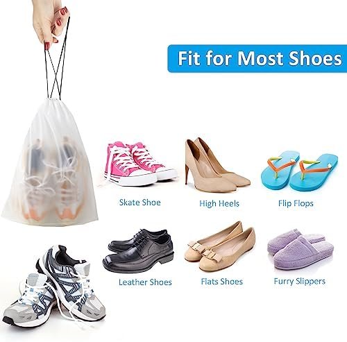 Clear Shoe Bags for Travel 5 PCS, 15.7" x 11.8" Travel Shoe Bags for Packing, Waterproof Drawstring Travel Shoe Storage Bag, Travel Essentials for Men and Women