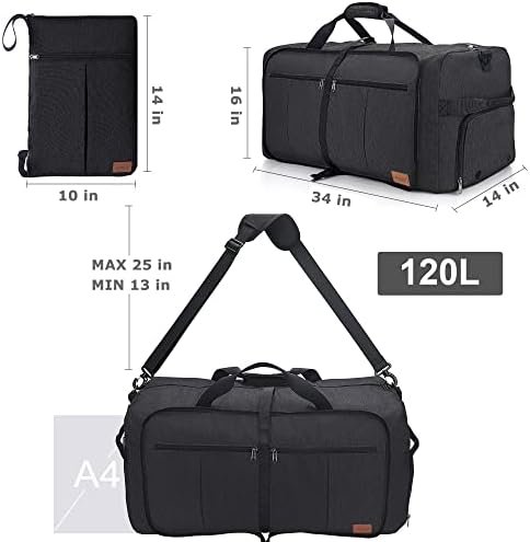 41EtIV7HCaL._AC_.jpg 120L Foldable Collapsible Waterproof Travel Duffel Bag for Men and Women with Shoe Compartment