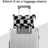 41FyDTM3NZL._AC_.jpg Travel Blanket and Pillow Compact, Premium Soft 2 in 1 Airplane Blanket with Soft Bag Pillowcase,Hand Luggage Sleeve and Backpack Clip (Checkered Black)