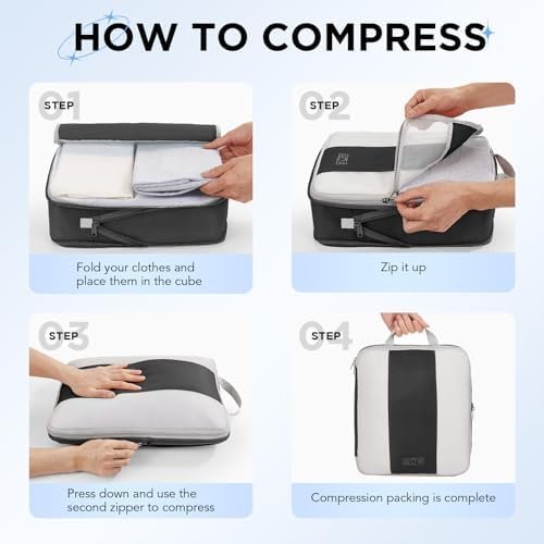 41GjTKzc9OL._AC_.jpg 10 Set Compression Packing Cubes for Travel Essentials,Compressible Expandable Packing Cubes for Suitcase,OlarHike Luggage Organizer Bags for Travel,Handy Helper for Organizing Clothes(Black)