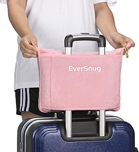 41H9Yo5LQkL._AC_.jpg EverSnug Travel Blanket and Pillow - Ultra-Soft, Compact & Lightweight, 65x40 Inches, with Carry Case, Luggage Sleeve & Backpack Clip for Airplane Comfort (Light Pink)