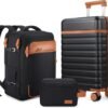 Luggage Sets 3 Piece, Carry On Luggage 20In With Spinner Wheels,PC Hardside Suitcase Set with TSA Lock,Durable Carry On Suitcase With Travel Backpack for Men (Black, 3 piece set (20inch))