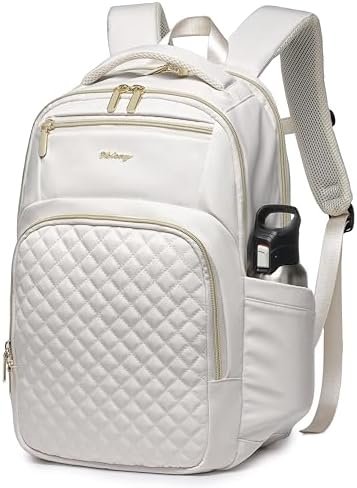 Wotony 17inch large capacity Laptop Backpack Purse for Women, 17inch Work Travel Computer Bags (beige, 17Inch)