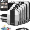 41Jc84LtWXL._AC_.jpg 10 Set Compression Packing Cubes for Travel Essentials,Compressible Expandable Packing Cubes for Suitcase,OlarHike Luggage Organizer Bags for Travel,Handy Helper for Organizing Clothes(Black)