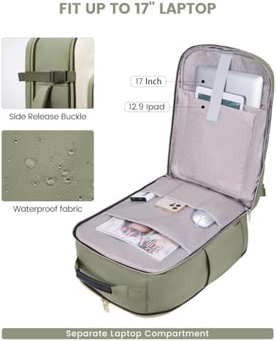 41JwpinZkL._AC_.jpg LOVEVOOK 40L Travel Backpack for Women & Men, Airline Approved Carry On Luggage with 3 Packing Cubes, TSA Overnight Bags, Waterproof Personal Item Bag, Weekender Essentials Backpacks fits 17" Laptop